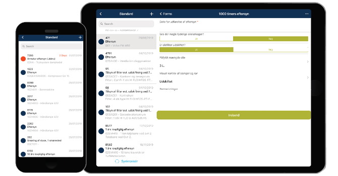INEXTIA app og formular vises på mobil og tablet